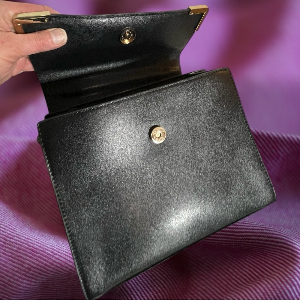 Dune London Black Faux Leather Reptile Embossed Structured Satchel Crossbody - Picture 14 of 15